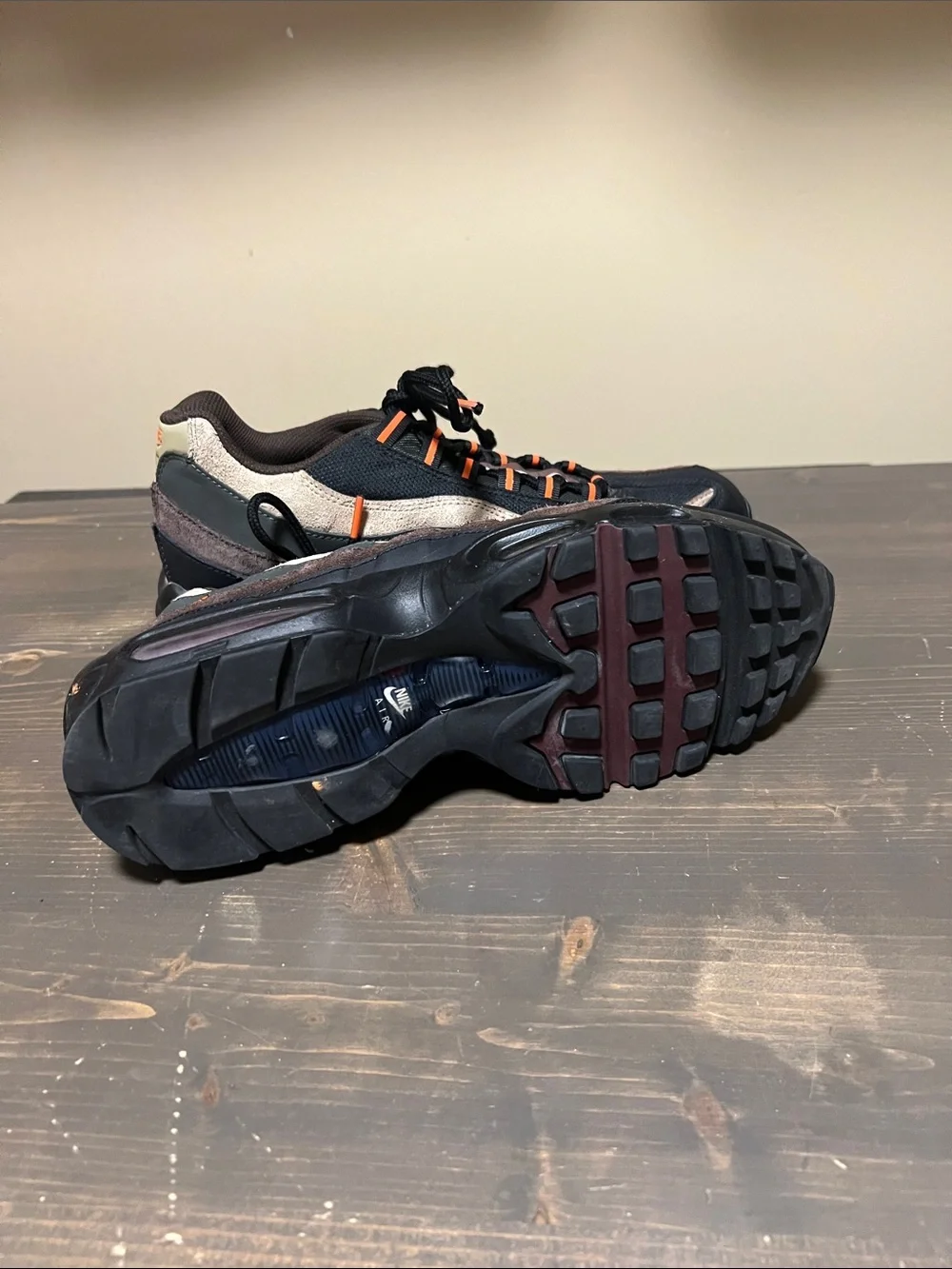Nike Men’s Black, Beige and Orange Air Max 95 Sneakers